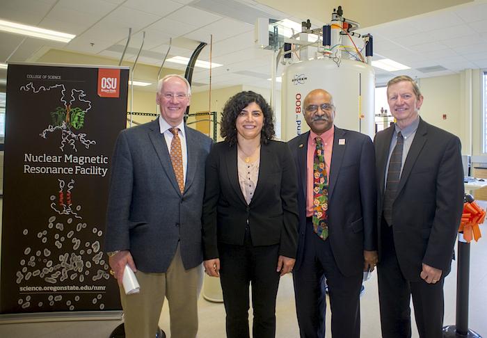 NMR ribbon cutting with Ed Ray, Elisar Barbar, Sastry Pantula and Ron Adams