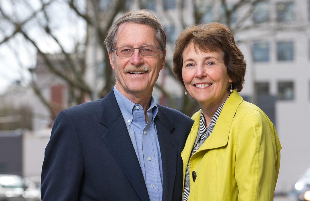 David and Christine Vernier standing outside