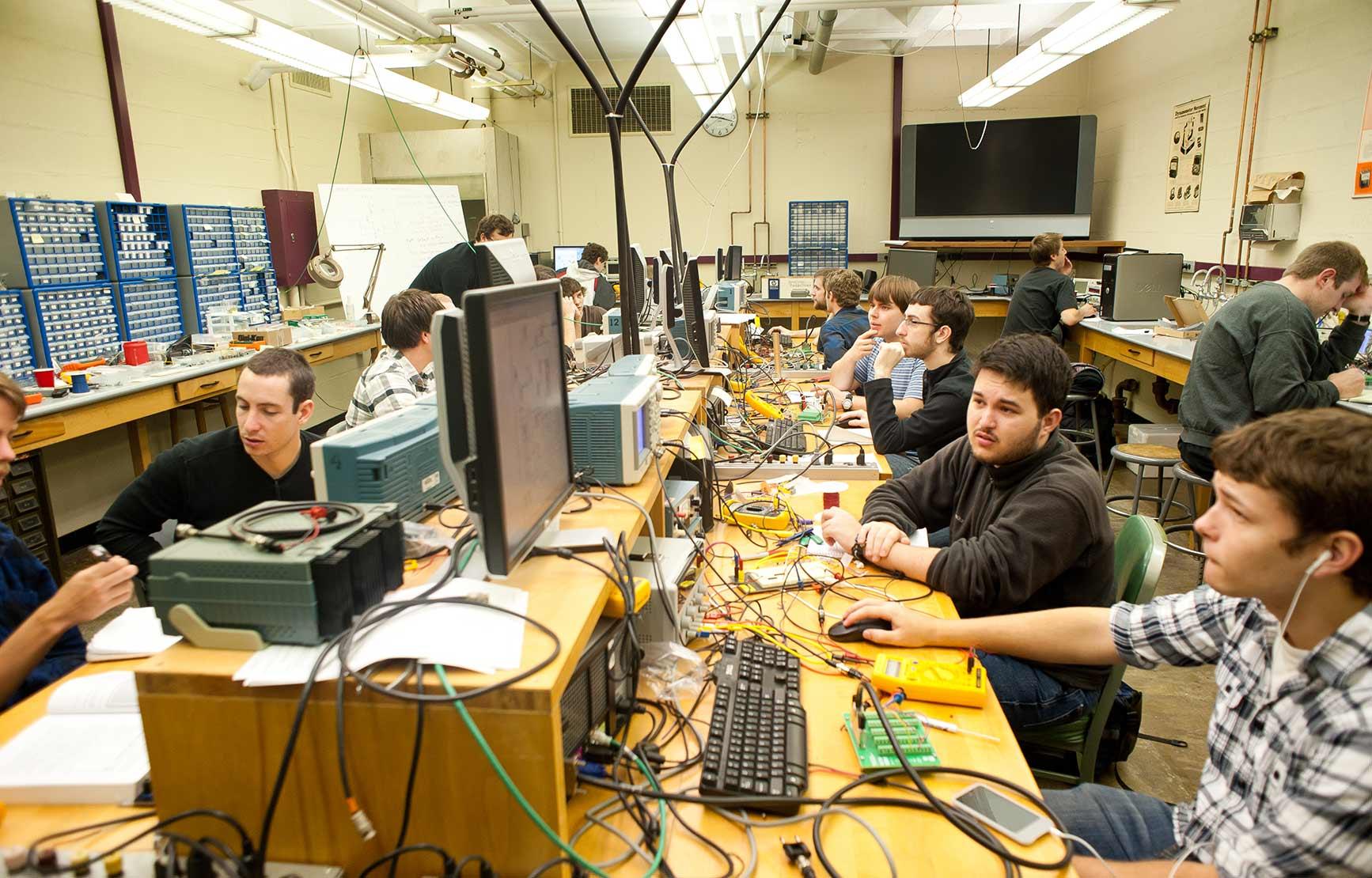 Students working in Electronics Lab